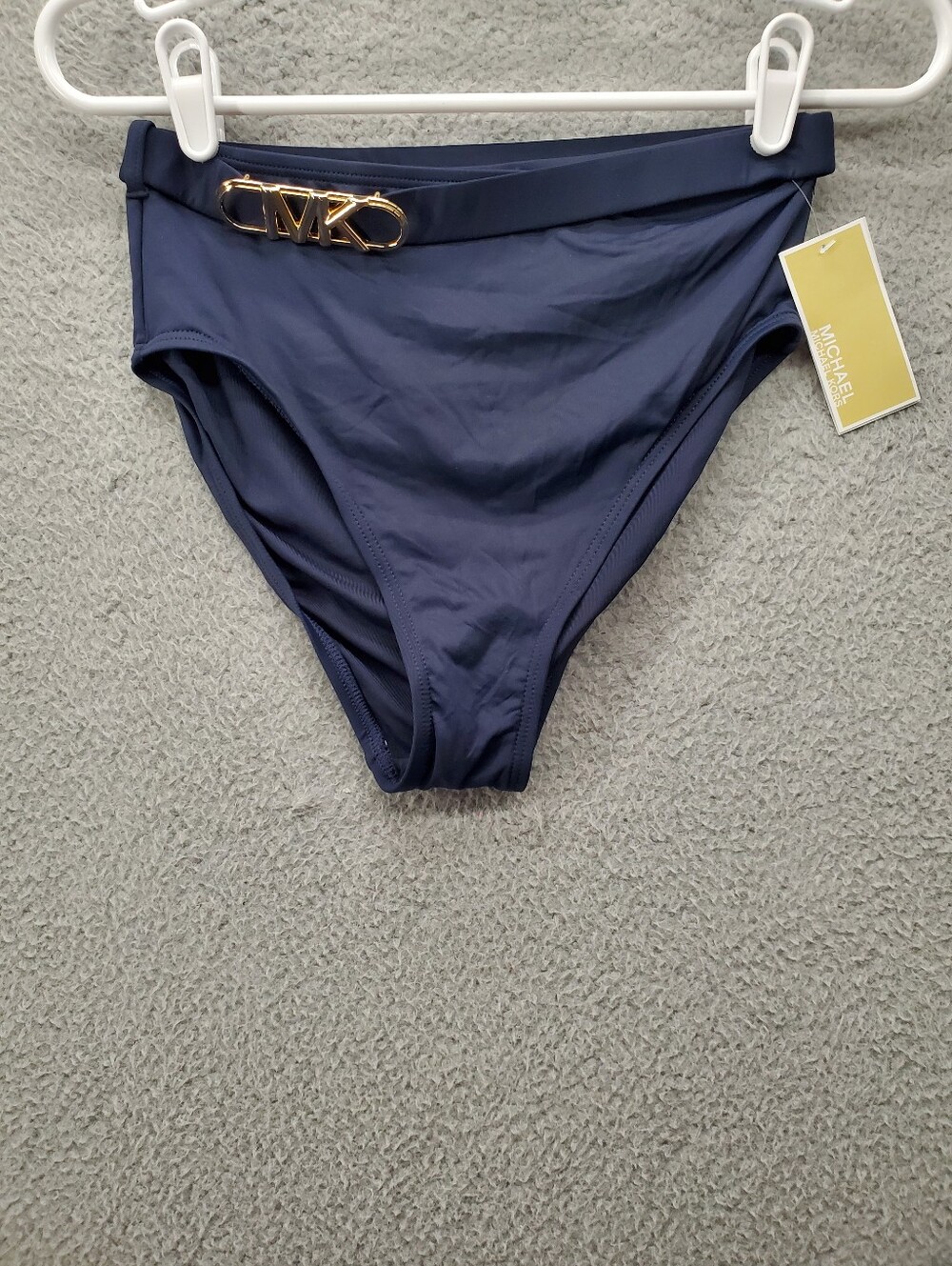 Michael Kors Belted High Waist Bikini Bottoms Size Small Navy Blue NWT